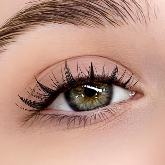KEYYOU Fairy Lash Clusters 144Pcs D Curl Manga Lash Extension Eyelash Extension Wispy Natural Invisible Band Lash with Waterproof DIY Lash Extension at Home(Fairy-D-10-14MIX)