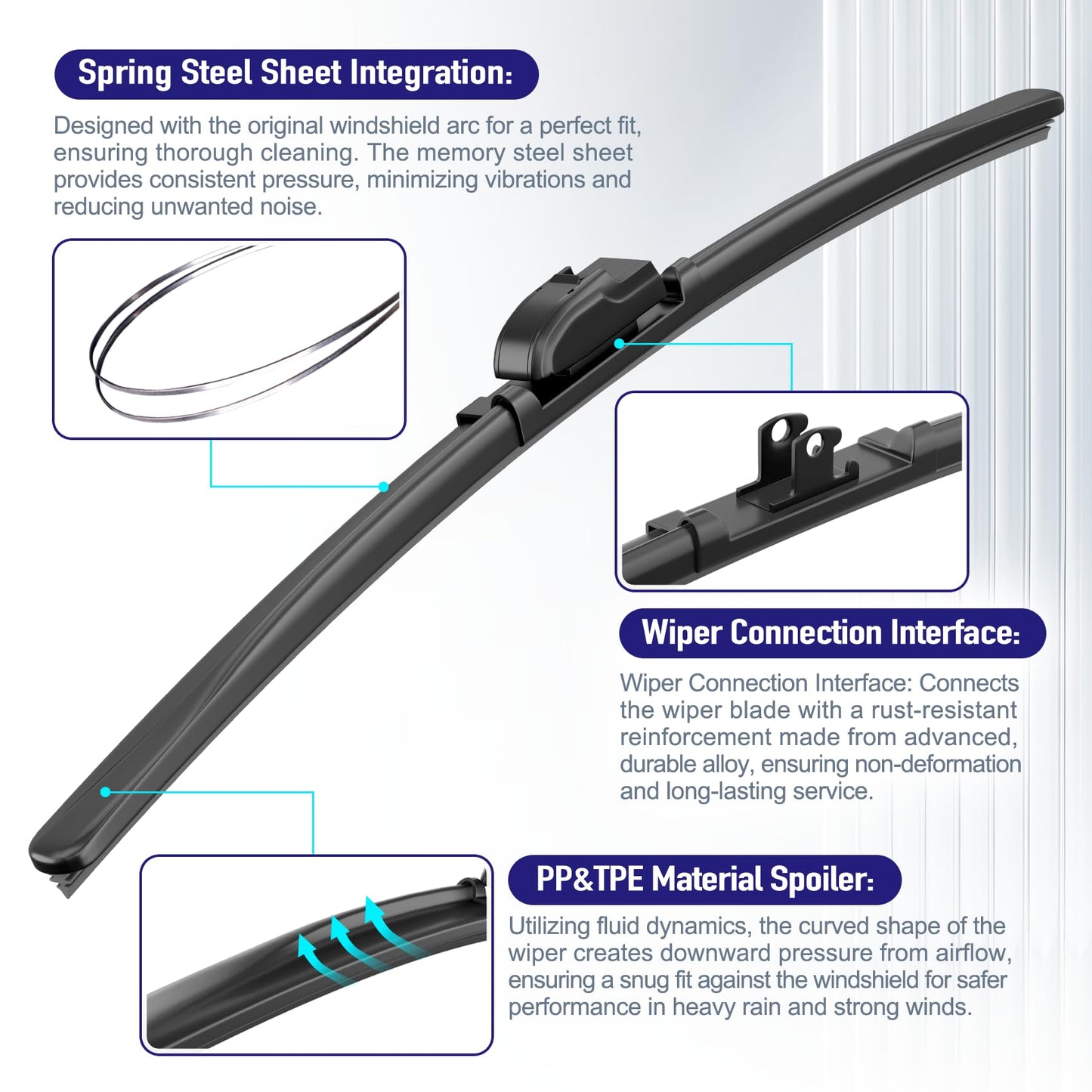 AJK Front Windshield Wiper for Jeep Gladiator 2020 2021 2022 2023 2024, Original Equipment Window Wipers Blades, Conventional, Vehicle Specific Fit, Pack of 2