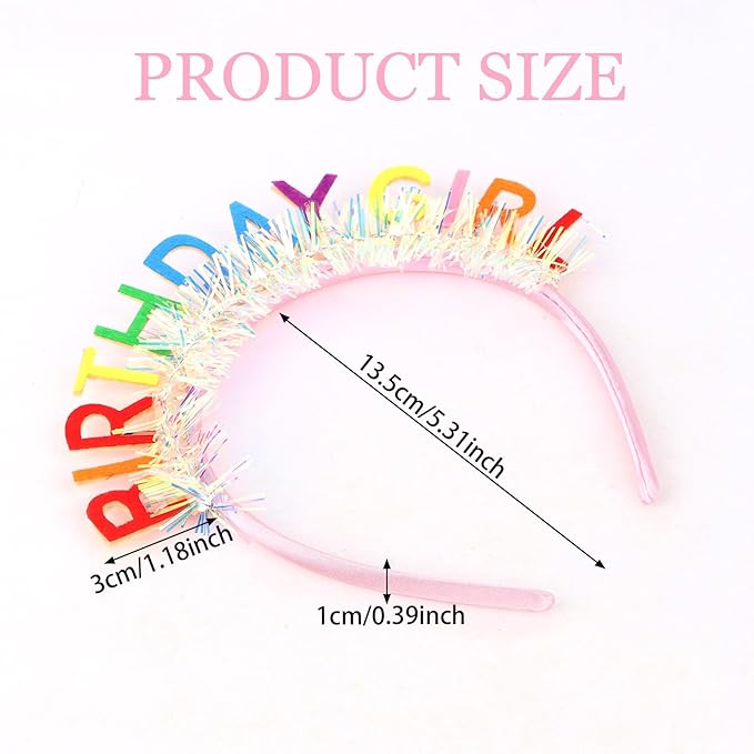 CIEHER Birthday Girl Headband Birthday Decorations Multi-colored