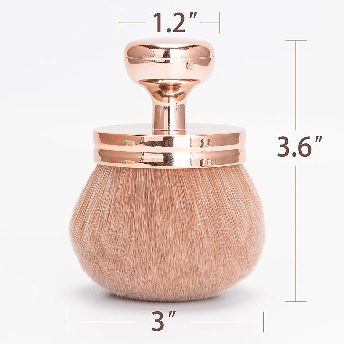 Blend & Blur Extra Large Body Makeup Brush for Self Tanner,Leg Makeup & Bronzer Self Tan Applicator, 3.2inch Wide Round Head Kabuki Brush For Application with Drawstring Bag (Rose Gold-Gold)