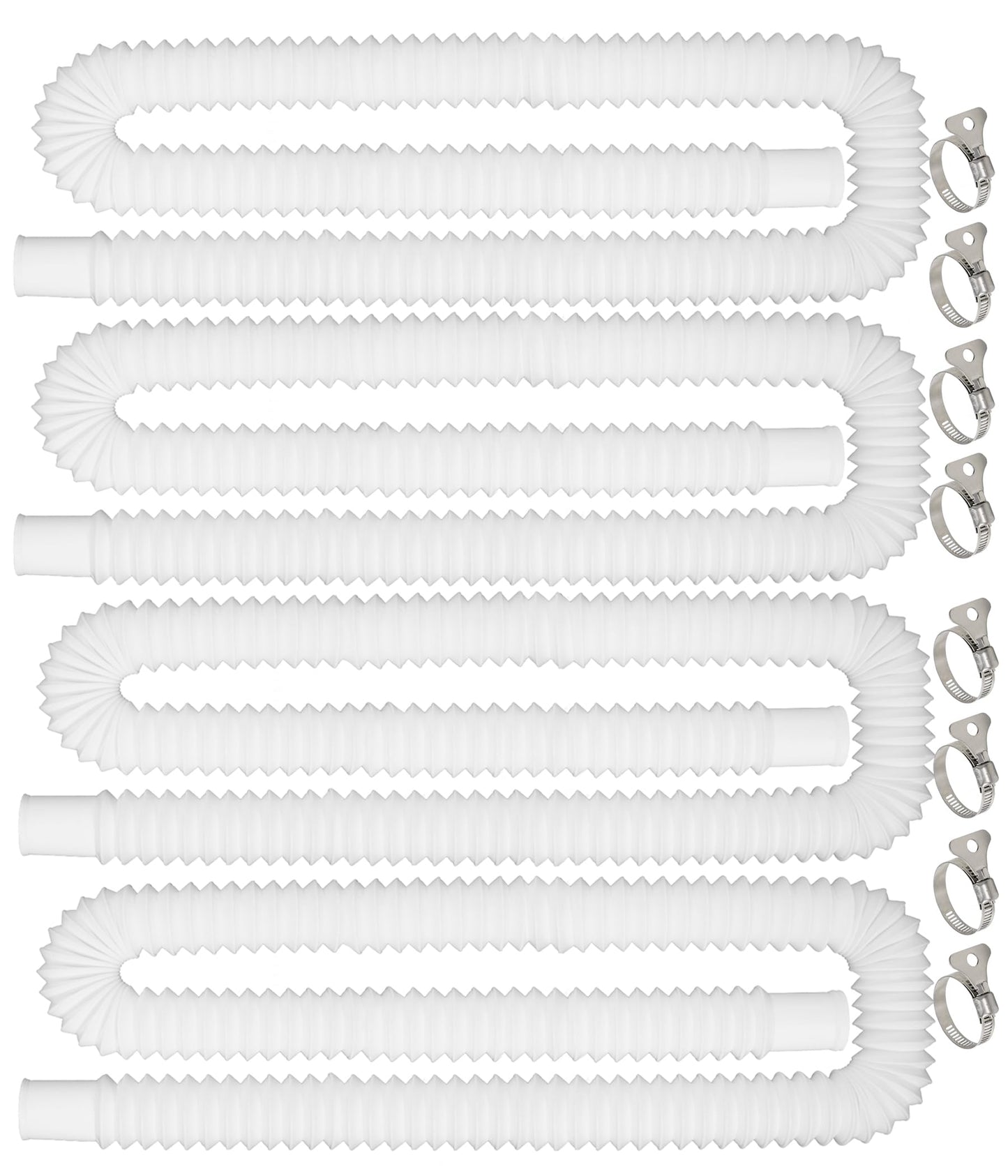 Pool Hoses for Above Ground Pools, 4 Pack 1.25 Inch Pool Filter Pump Hoses, Compatible with Pool Filter Pump 607, 637 With 8 Metal Clamps