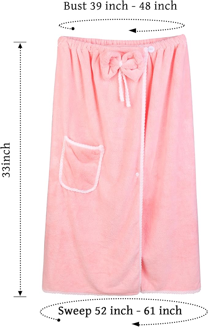 Towel Wrap Women Shower Robe Adjustable Closure Bathrobe with Hair Drying Towel & Spa Wraps