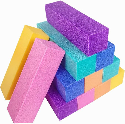 12 Pcs Nail Buffer Block for Acrylic and Natural Nails, 4 Sided Sanding Buffers for Gel Nails Fingernail Shine Buffing Filer Set, Professional Manicure Polisher Buffer Bulk Medium Grit Mix Color