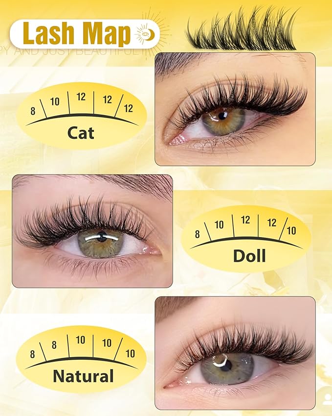 Short Lash Clusters Kit 8-12MM Natural Eyelash Clusters Wispy Cluster Lash Extensions Kit Clear Band Cluster Eyelash Extensions with Bond and Seal (C Curve, 132PCS)
