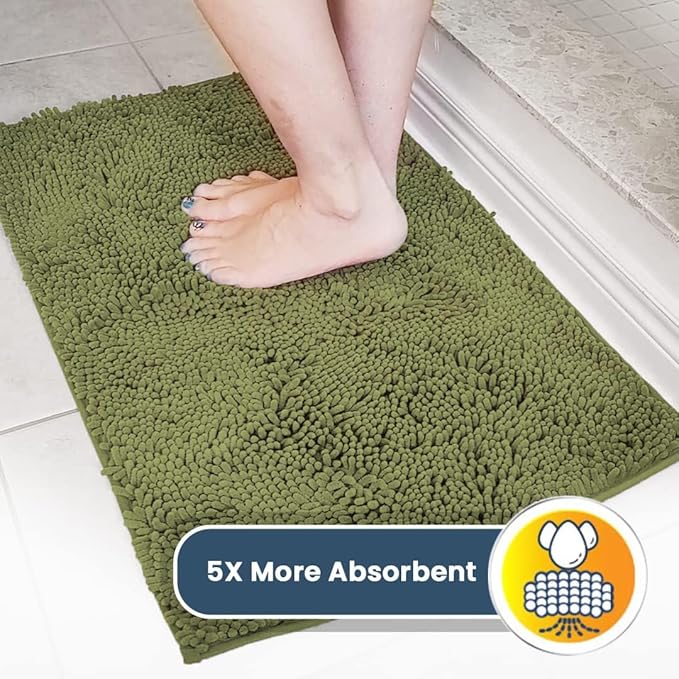 Muddy Mat® | Super Absorbent Door Mat Indoor, Microfiber Quick Dry Chenille Entryway Rug, Non-Slip Front Door Mat, Indoor Mats for Entryway, Machine Washable Pet Rug, Army Green 19"x30"
