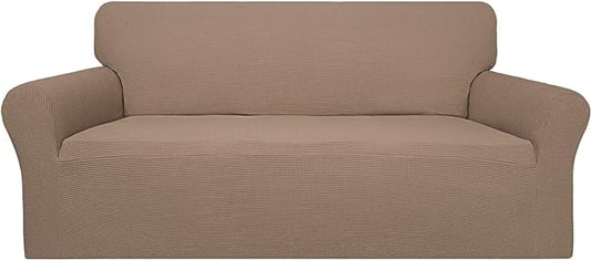 Easy-Going 100% Waterproof Couch Cover, Dual Waterproof Sofa Cover, Stretch Jacquard Sofa Slipcover, Leakproof Furniture Protector for Kids, Pets, Dog and Cat (Oversized Sofa, Camel)