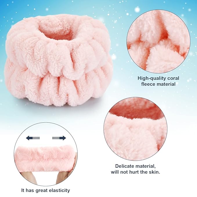 4 Pcs Wrist Bands for Washing Face-Dorbetar, Microfiber Wrist Towels for Washing Face, Spa Wristbands for Washing Face, Face Wash Wristbands, Arm Bands for Washing Face for Woman and Children