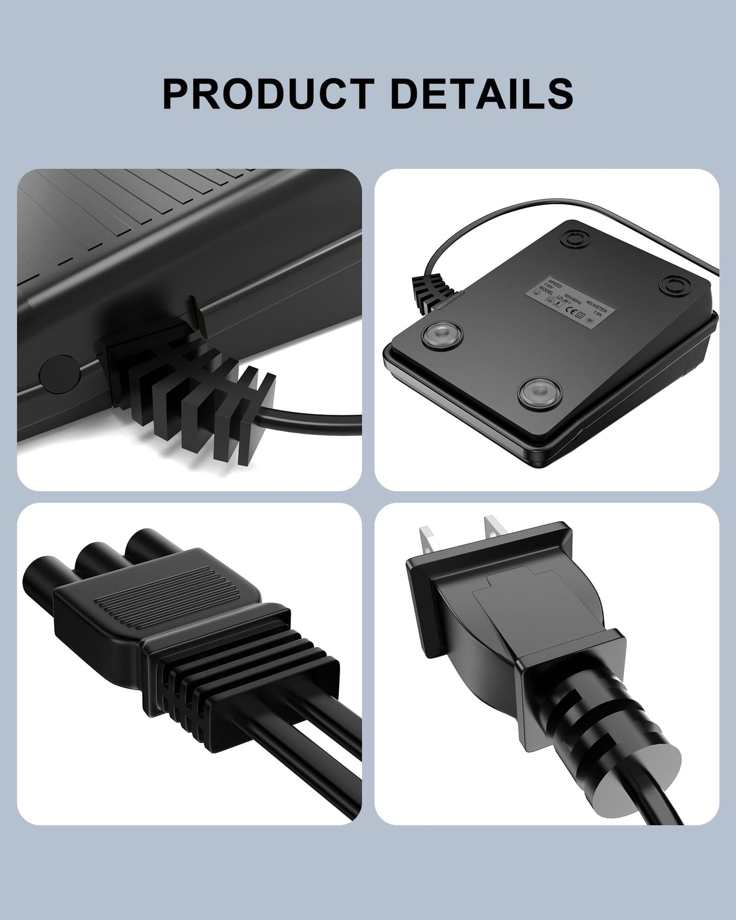 Foot Pedal Power Cord Replacement for Janome Sewing Machine Compatible with Janome 033770217 hd1000 128 2212 7318 7933 3434d Kenmore 385.12318990 385.12908 384 385 1802400