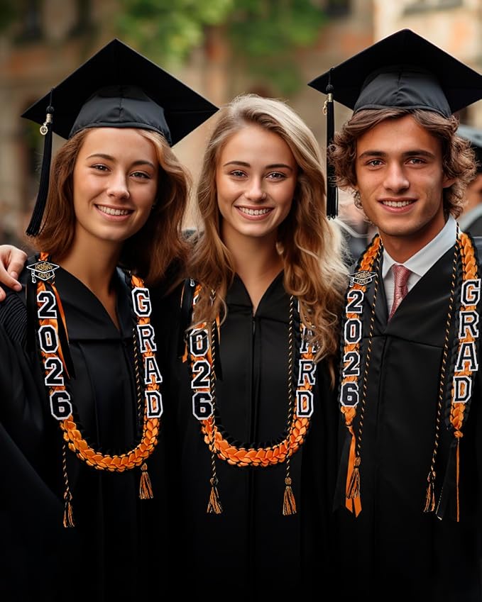 ALKB 2026 Graduation Lei Set - Two-Tone Braided Ribbon with Honor Cord, Unisex Graduation Gift for Graduates, Polyester