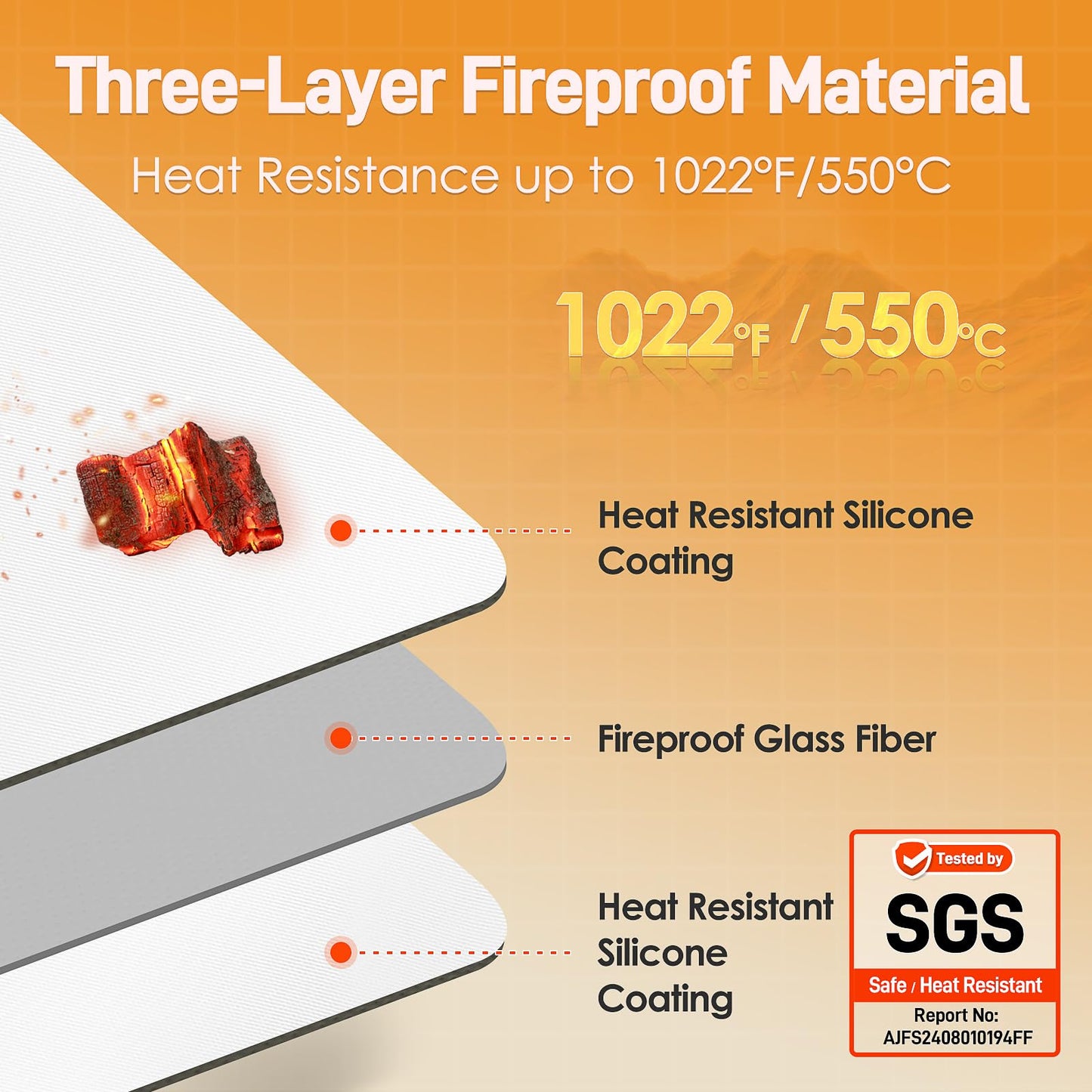 Amerbro Heat Resistant Mats for Countertop - Fireproof 16x24 in Heat Resistant Mats for Air Fryer - Kitchen Countertop Protector Hot Pad for Air Fryer, Coffee Maker, Stand Mixer, Oven 2PCS - White