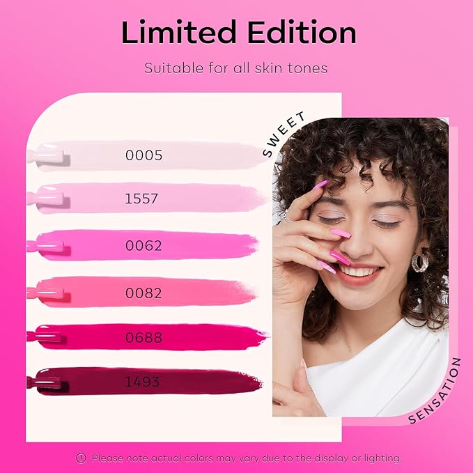 Modelones Pink Gel Nail Polish Set- 6 Colors 2026 Mothersday Summer Spring Pastel Hot Pink Tones Neon Pink White Gel Polish Magenta Light Soft to Dark LED Nail Art for Nail Lovers Gift DIY Starter Kit