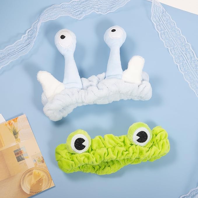 Frog Eye Face Wash Headband Women Snail Spa Hair Band Soft Coral Fleece Headwraps Her Cute Creative Cartoon Costume Cosplay Party Accessories