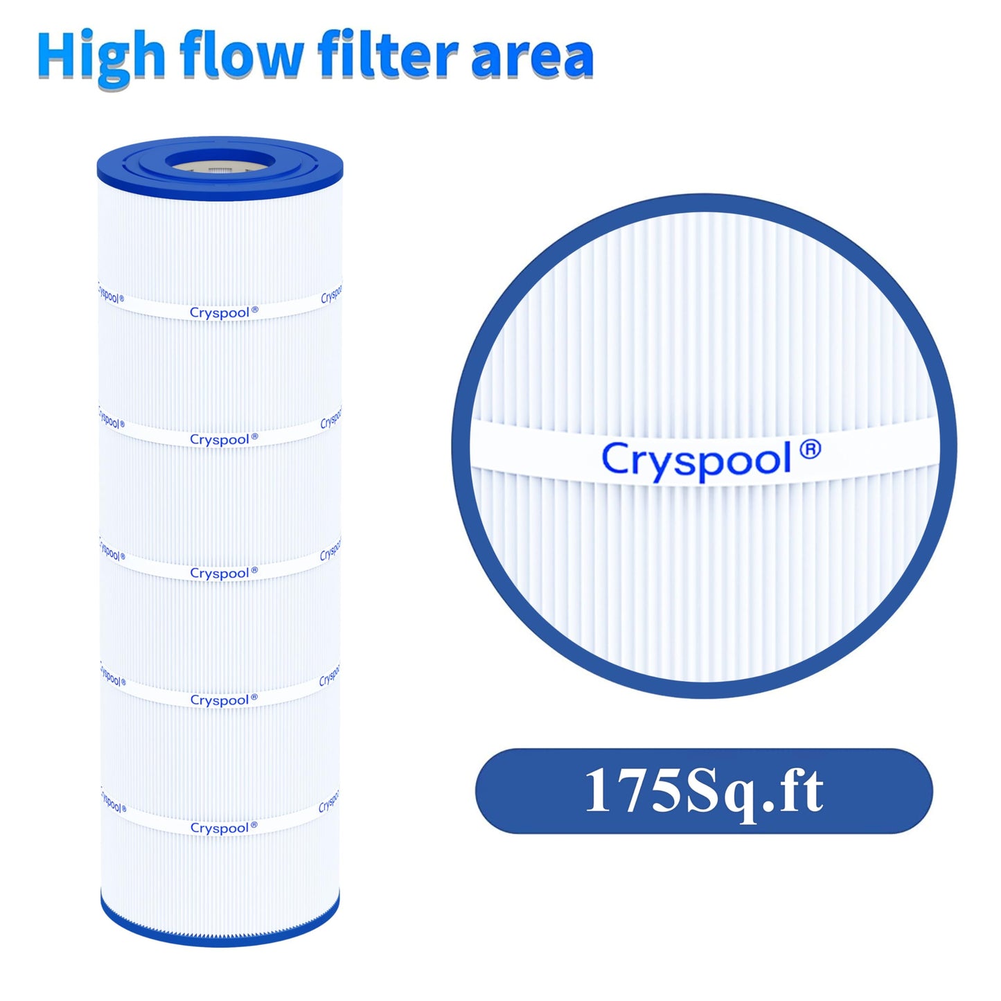 Cryspool® 08060 Filter Compatible with CX1750RE, C1750, C1750E, C1900RE, PA175, C-8417, FC-1294, 817-0175P, 175 Sq. Ft Pool Filter Cartridge, 1 Pack