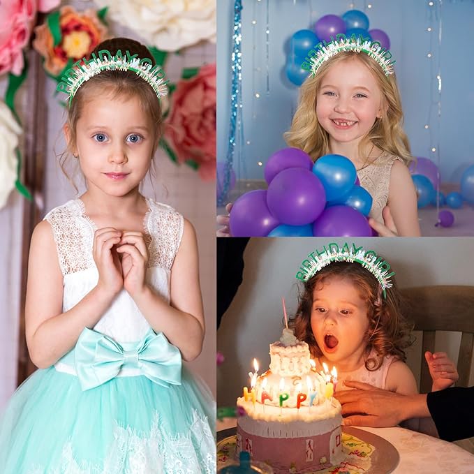 CIEHER Green Birthday Girl Headband Birthday Crown for Women Girls