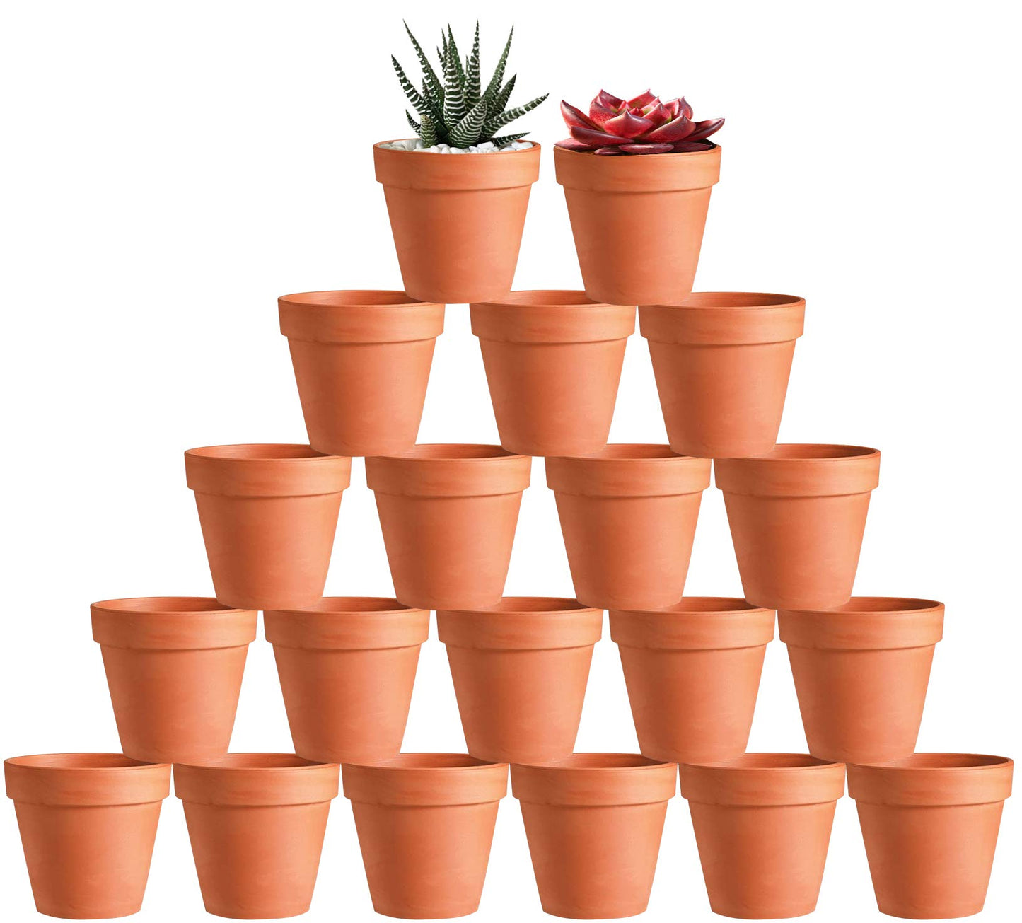 KOAMLY 3 inch Plant Nursery pots Number of Items in a 20 Pack, with Drain, Succulent Seedling Planter, use with Indoor, windowsill, Terra Cotta red Flower pots Wedding Decoration Best Gift for Aunts