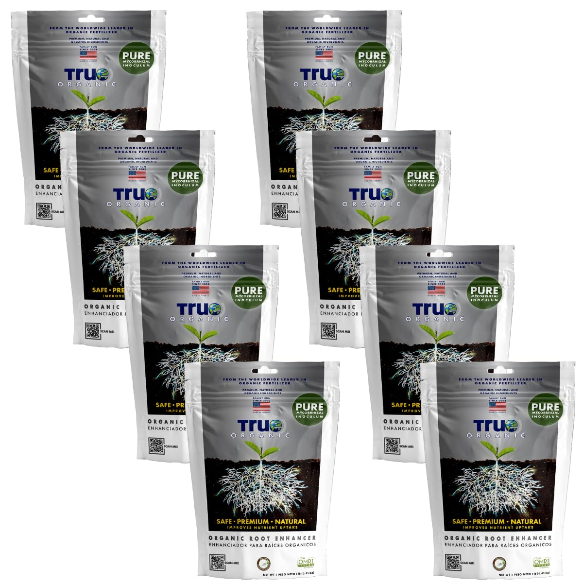 True Organic Root Enhancer – Natural Root Booster for Vegetables, Fruits, and Flowers – Mycorrhizal Fungi for Vigorous Growth and Stress Resistance- Case of 8