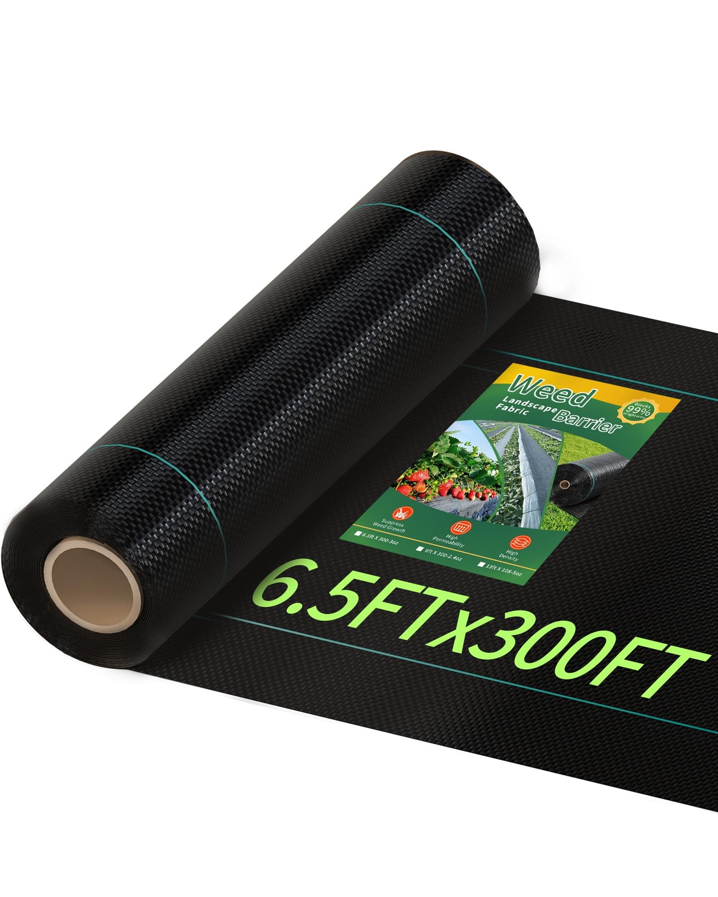 Pterying 6.5ftx300ft Weed Barrier Landscape Fabric Heavy Duty, Premium 3oz Garden Geotextile Fabric, Outdoor Weed Blocker Fabric, for Driveway Mats, Erosion Control, Ground Cover Weed Barrier