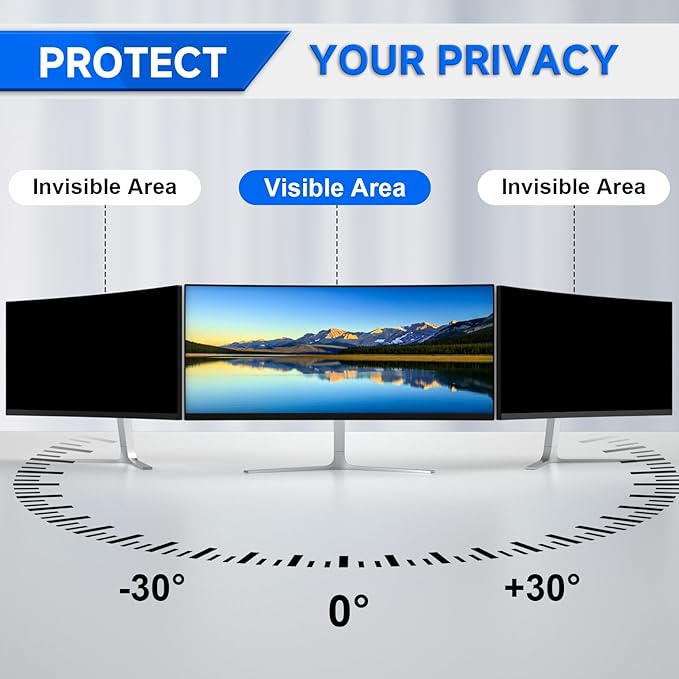[2-Pack] Privacy Screen For Computer Monitor, 34-Inch 21:9 Aspect Ratio; Anti Spy/Bule Light/Glare And Eye Protection, 2 Install Ways Removable For Office, Airport, Cafe And Other Public Area; Diagonal 34 Inches, Width 31.25 Inches, Height 13.39 Inches