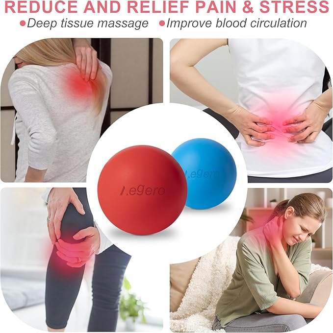Massage Lacrosse Balls for Myofascial Release,Yoga Deep Tissue Massage,Trigger Point Therapy and Foot Plantar Fasciitis,Muscle Soreness Massager Ball (2Pack,Black and Pink)
