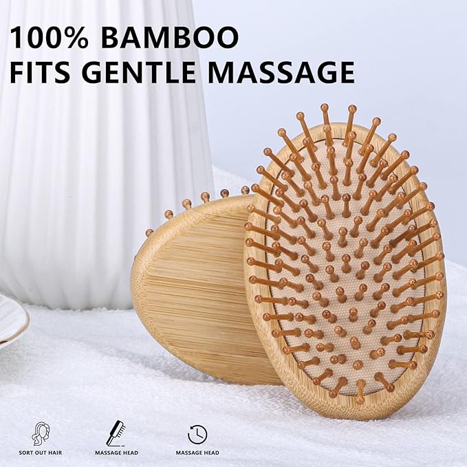 Natural Bamboo Hair Brush(No handle) for Hair Growth, Massaging Scalp, Detangling Brush for Women, Men & Kids, Natural Wooden Hairbrush for All Hair Types
