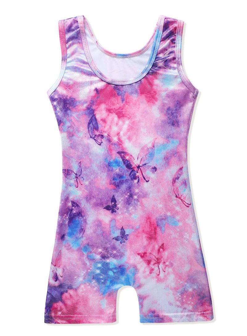 Belovance Leotards for Girls Gymnastics Unicorn Athletic Dance Wear Shiny Rainbow Blue Hotpink (Butterfly Hotpink, 7-8 Years)