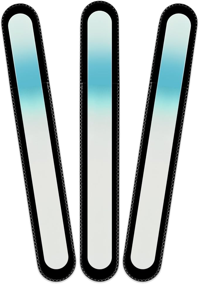 Mont Bleu Rainbow Crystal Nail File in Black Pouch - Large/Professional Size - Czech Tempered Glass - Handmade in Bohemia (Czech Republic)