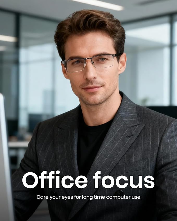 Cyxus Blue Light Blocking Glasses for Men Woman Semi Rim Computer Gaming Office Study Eyeglasses with UV Protection 8001