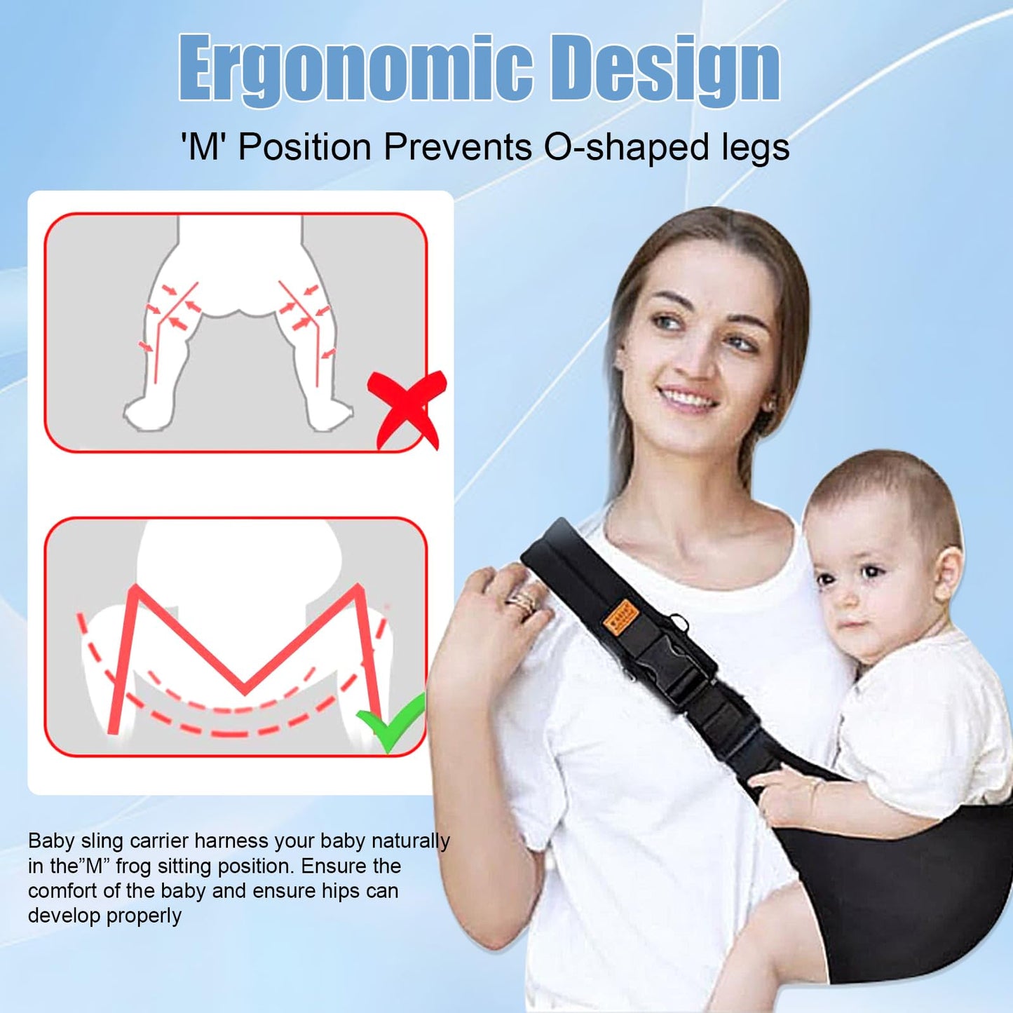 Baby Sling Carrier 2026 Baby Carrier Newborn to Toddler Sling Lightweight Baby Carrier Sling with Adjustable Straps Toddler Carrier Wrap for 10-30 lbs(Black Sailboat)
