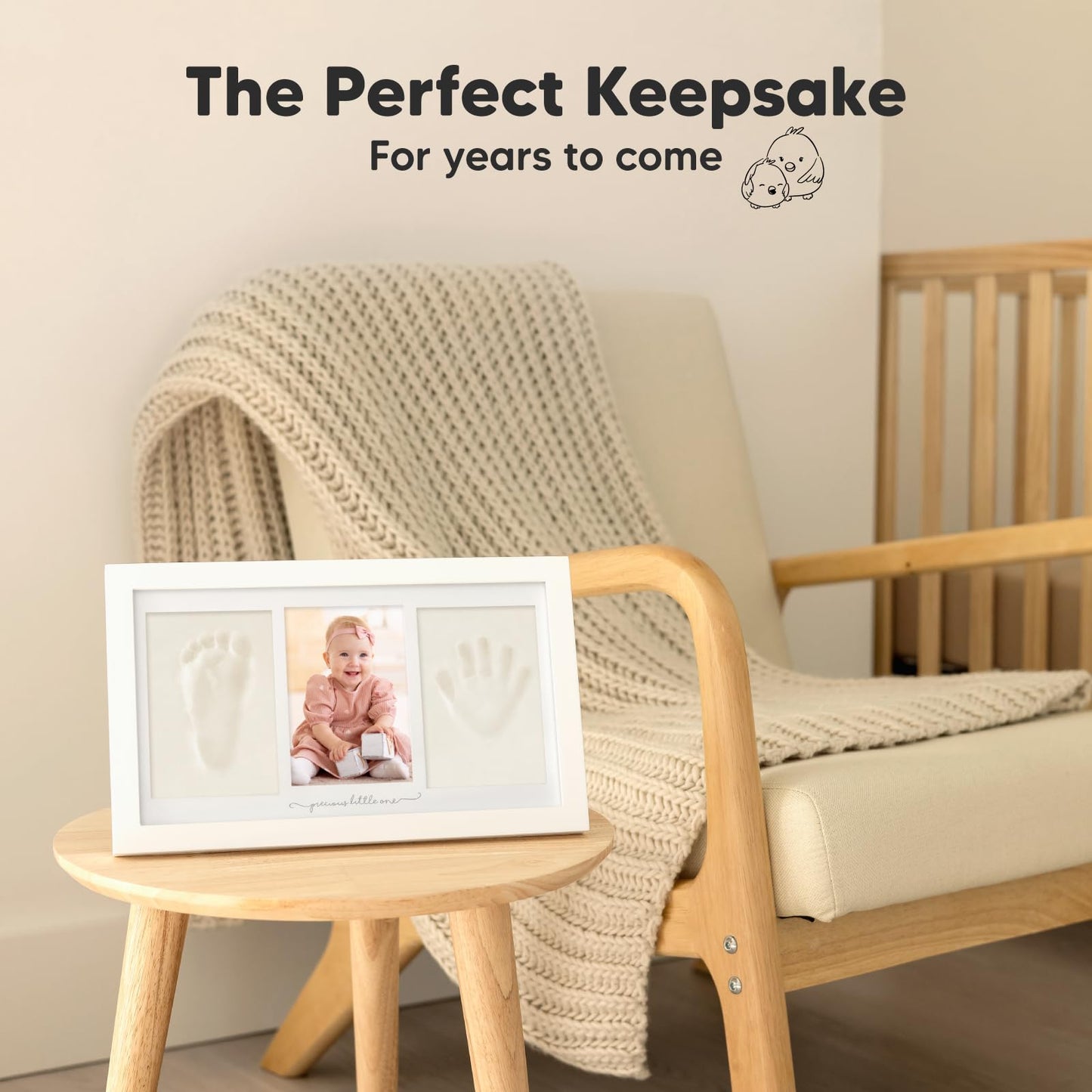 KeaBabies Baby Hand and Footprint Kit - Clay Handprint Keepsake Frame, Newborn Nursery Picture Frame, Personalized New Mom Gifts for Shower & Registry, First Mother's Day (Alpine White)