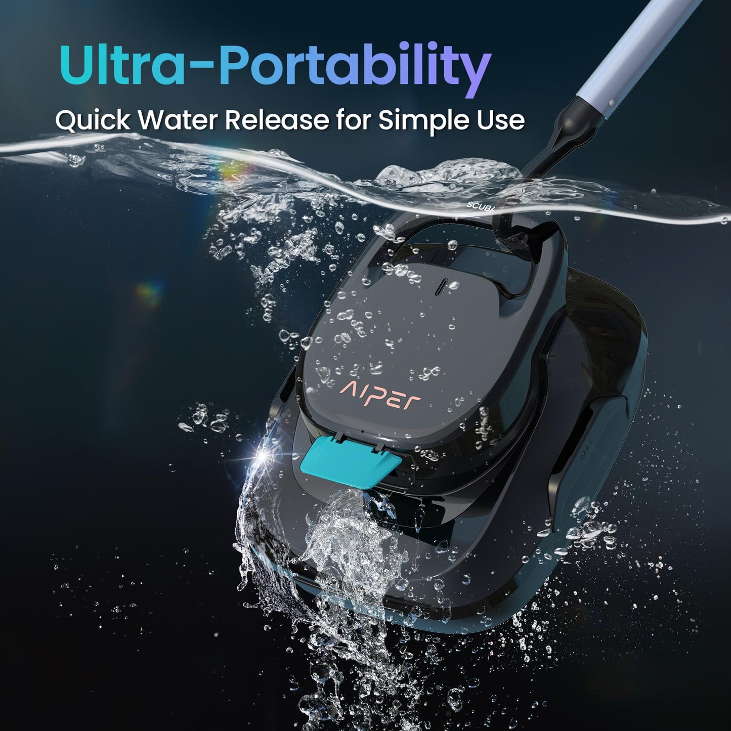 AIPER Scuba 2025 Cordless Pool Cleaner, Upgrade 95-Min Runtime, 1450GPH Strong Suction, Pool Vacuum for Above-Ground Pools up to 860 Sq.ft, Black