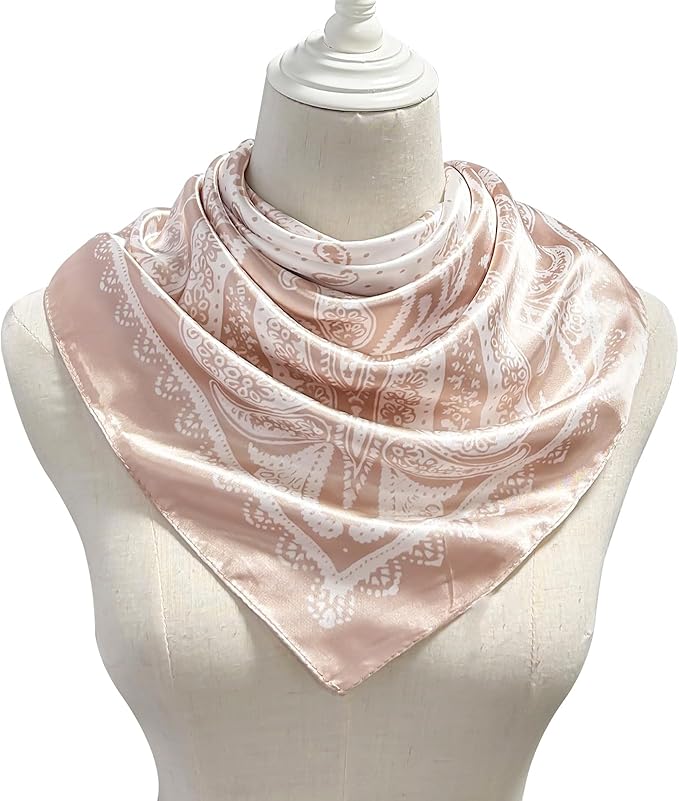 vimate 35" Square Silk Like Head Scarf - Women's Fashion Satin Scarf Bandana for Hair Wrapping at Night.