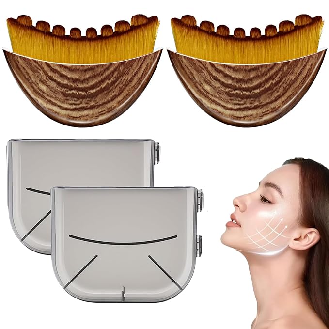 2-Pack Lymphatic Contour Face Brush, Lymphatic Drainage & Contour Face Massage Brush Set for Gua Sha, Puffiness Reduction, Glowing Skin, Gentle Daily Facial and Body Massage Tool