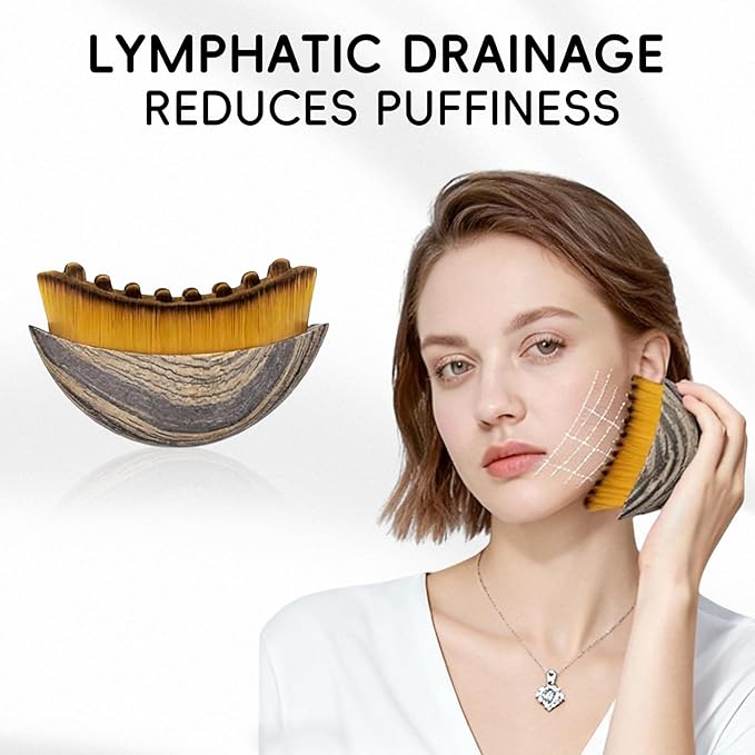 Lymphatic Contour Face Brush, Manual Face Brush for Lymphatic Drainage, Natural Makeup Brushes with Durable Soft Bristles, Hypoallergenic Ergonomic Facial Cleansing Brush for Sculpting