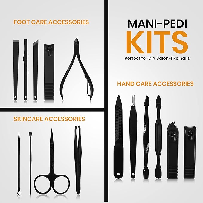 Utopia Care Manicure Kit for Women and Men, Manicure Set with Nail Clippers, Nail Kit Includes Fingernail & Toenail Clippers,16Pcs Pedicure Kit Stocking Stuffers with Travel Case, Yellow