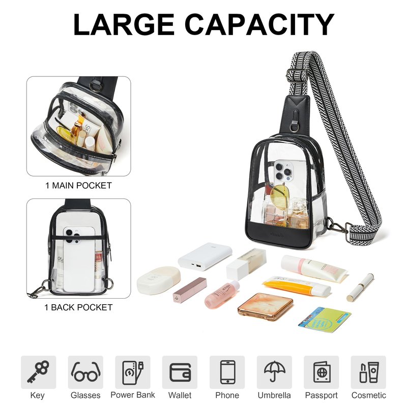 Shrrie Clear Bag for Stadium Events Transparent Crossbody Sling Bag for Women & Men - Stadium Approved, Concerts & Sports