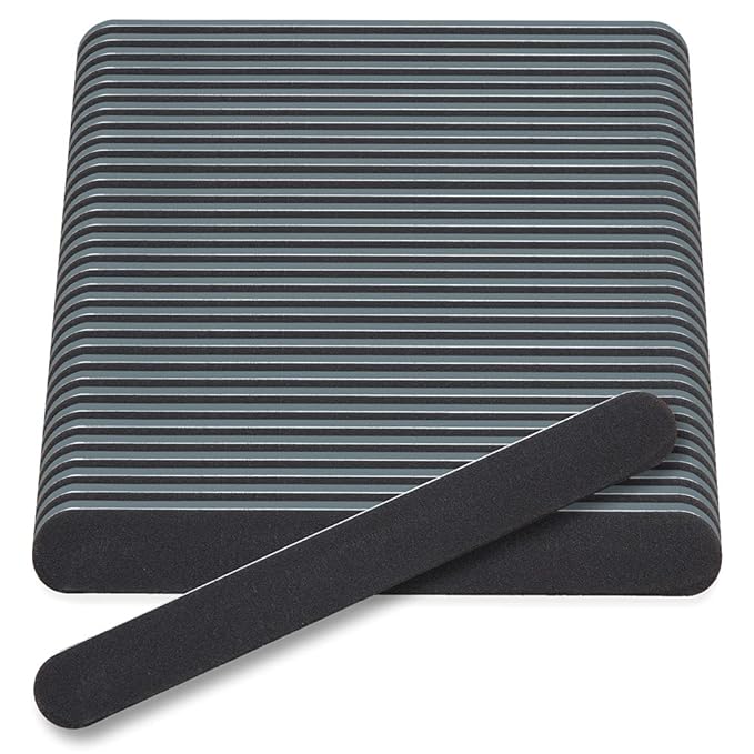Flowery Disposable Nail File Cushion Core 180/400 Grit, Black, (Pack of 100)