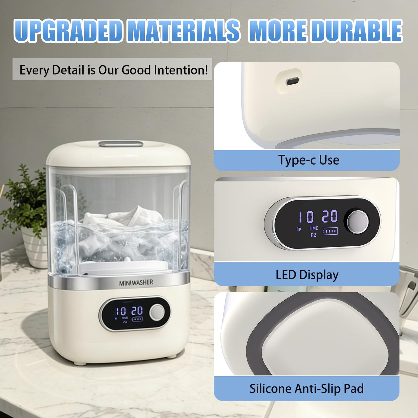 Portable Washing Machine,1L Mini Washer Machine for Towel,Underwear,Socks & Baby Clothes, Small Portable Lavadora for Travel, Home Use and Camping
