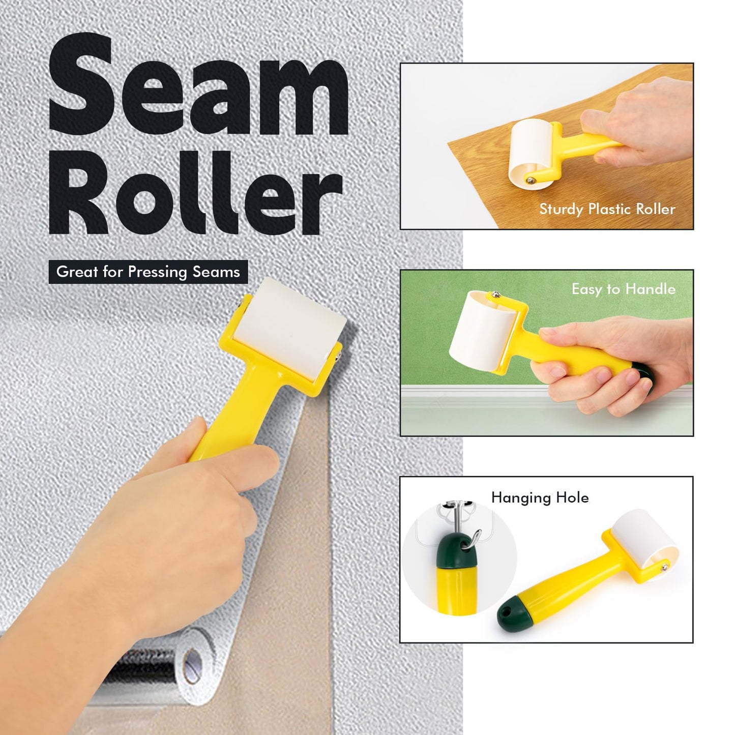 FOSHIO Wallpaper Smoothing Tools Kit, Wallpaper Tools with Squeegee Smoother, Seam Roller, Paste Brush, Wallpaper Smoothing Brush for Peel & Stick Wallpaper, Contact Paper, Window Film Application Kit