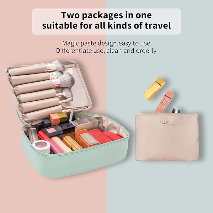 Travel Makeup Bag Cosmetic Bag Makeup Bag Toiletry bag for women and men (Green)