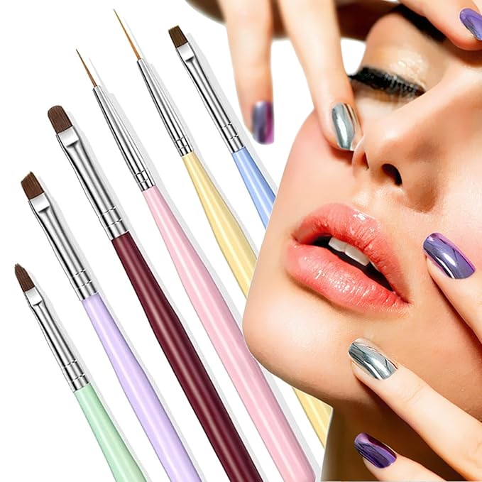 Nail Art Brushes, Nail Design Painting Brush Set with Nail Polish Brush, Nail Liner Brush, Nail Extension Gel Brush, Builder Nail Gel Brush, and Multi-Size Dotting Pens for DIY Nail Art