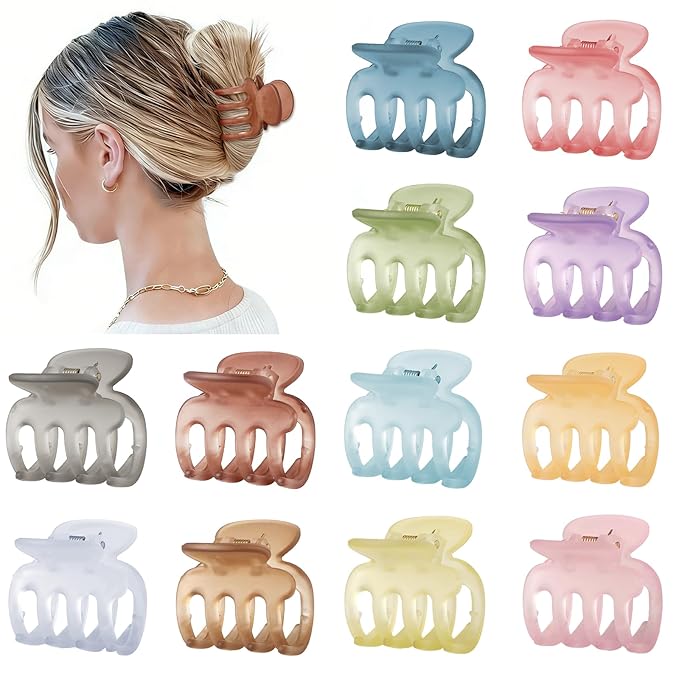 12Pcs Hair Clips for Women 1.8 Inch Small Claw Clips for Thin Hair Medium Hair Claw Clips for Thick Hair Accessories for Women Girls (Ice Cream)