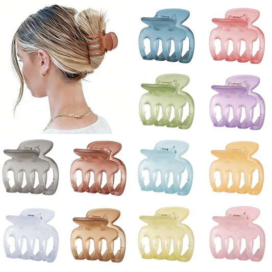 12Pcs Hair Clips for Women 1.8 Inch Small Claw Clips for Thin Hair Medium Hair Claw Clips for Thick Hair Accessories for Women Girls (Ice Cream)
