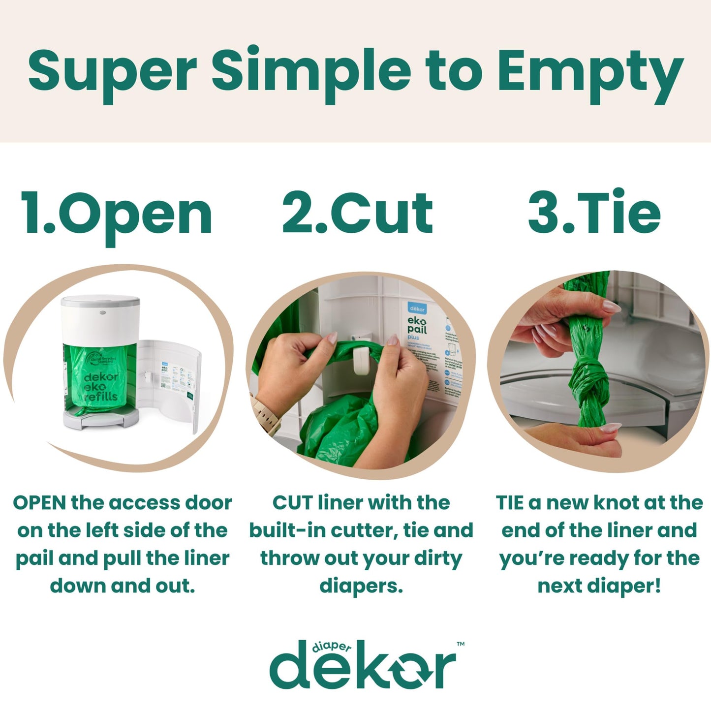 Diaper Dekor PLUS Diaper Pail Refills | 2 Count Unscented | Exclusive End-of-Liner Marking | Thick, Quick & Easy to Replace | Most Economical Refill System | for Original and Eko Style Pails