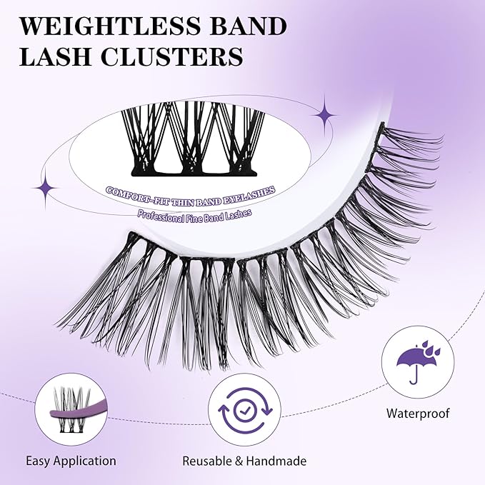 B&Q Wispy Lash Clusters Full B49,Eyelash Clusters 156PCS Comfortable band Cluster Eyelash Extensions,8-18mm Volume Individual Lashes Lightweight D Curl Lash Clusters Soft Eyelashes Natural Look(B49)