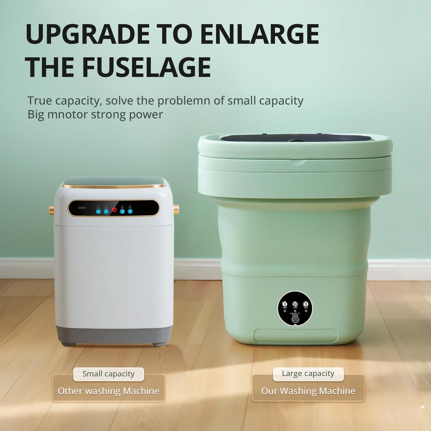 Portable Washing Machine, Mini Washer, 16L Upgraded with Spin Basket, Foldable Design Ideal for Apartment, Home and Hotel, portable washer 3 Cleaning Modes Suitable for Small Clothes