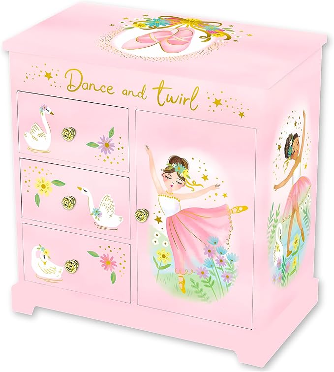 Giggle & Honey® Ballerina Musical Jewelry Box for Girls Ballerina Toys for Girls Age 4-6 Kids Jewelry Box with Drawers