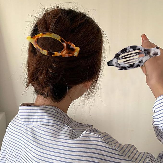 Flat Hair Clips Duckbill Large Claw Clips for Thick Medium Thin Hair 3Pcs Non Slip French Barrettes Alligator Accessories for Women Girls Leopard Grey Brown Black