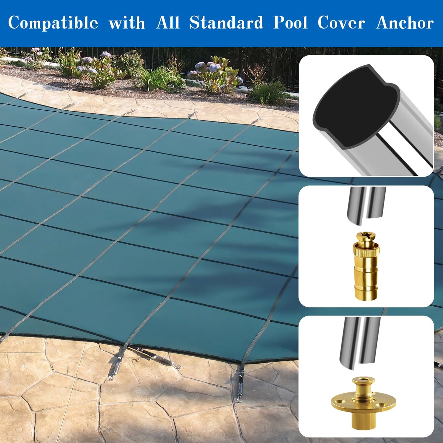 31-1/2 inch Pool Cover Tool, Extra Long Pool Cover Installation Tool, Swimming Pool Safety Cover Installation and Removal Rod Tool, Suitable for All Standard Pool Cover Anchors