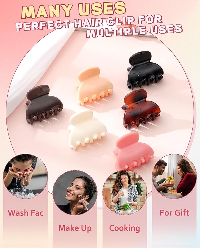 Claw Hair Clips Jaw Clamps - 12PCS Small Hair Claw Jaw Clamp for Thin Hair Styling Accessories Classic Hair Clamp for Women Girls(Solid color#1)