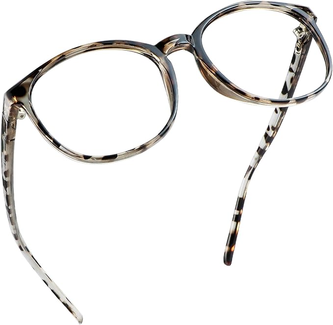 LifeArt Round Blue Light Blocking Glasses, Computer Glasses, Gaming Glasses, TV Glasses for Women Men (Leopard, 1.75 Magnification)